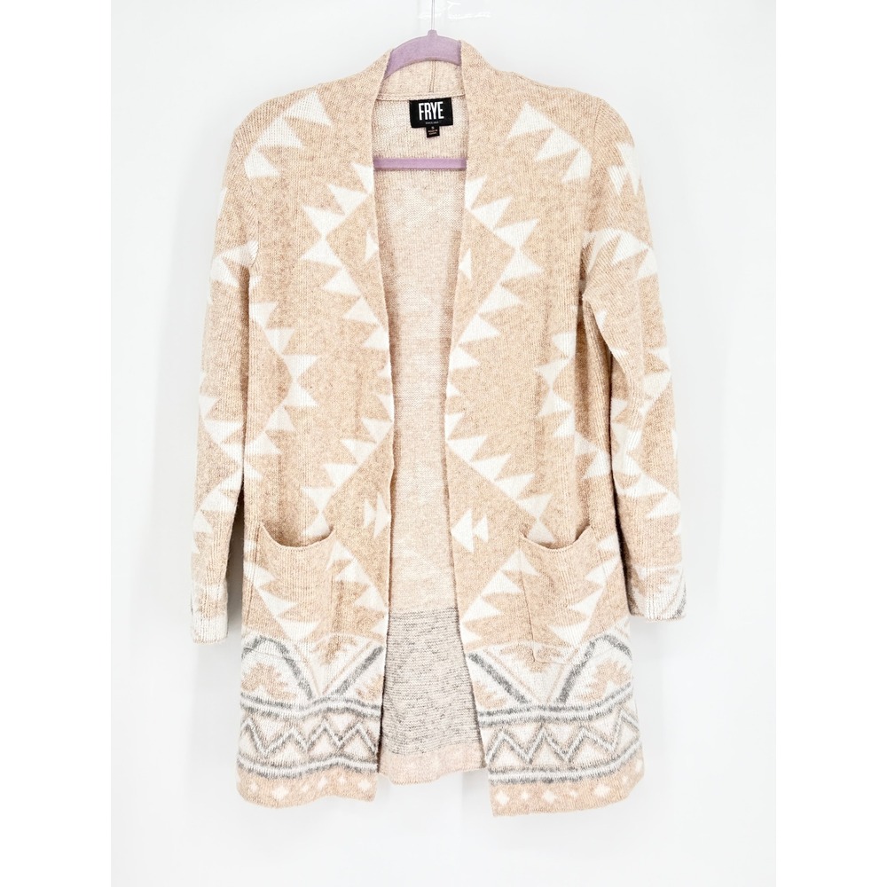 Frye Womens Southwestern Geometric Aztec Open Front Knit Cardigan Size S  Boho